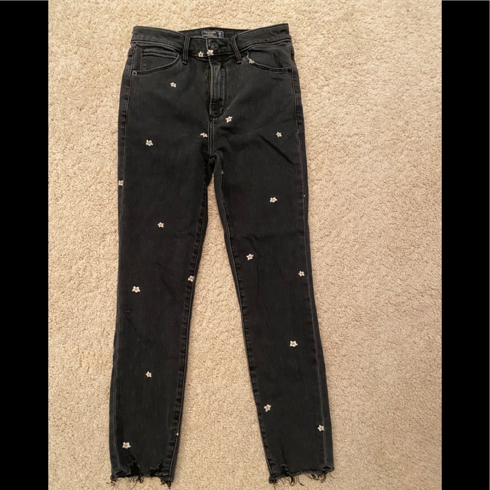 abercrombie embroidered black jeans